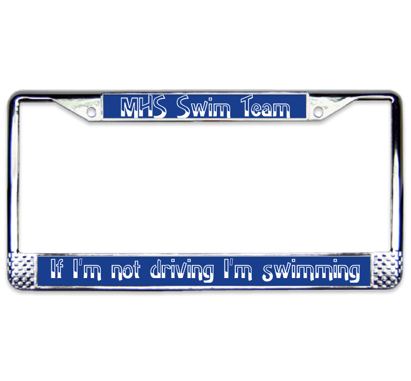 Chrome License Plate Frame Swim Team Customizable Design